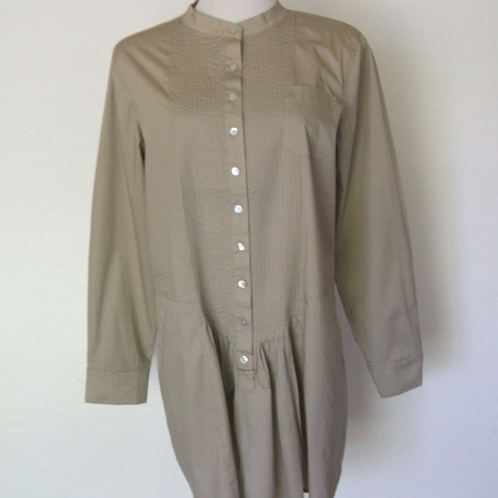 New Chico's Tan Tunic Shirt with Pockets Sz 1 M